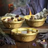 9cm pentagram brass bowl, three-phase moon copper bowl, dedicated metal aromatherapy bowl, crystal storage bowl, ceremonial water supply bowl (18)