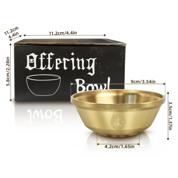 9cm pentagram brass bowl, three-phase moon copper bowl, dedicated metal aromatherapy bowl, crystal storage bowl, ceremonial water supply bowl (2)