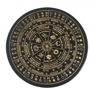 Altar Star Chart Moon Phase Calendar Game Disk Crystal Calendar Disk Solar Terms Wooden Pendulum Prayer Ceremony Wheel Carving