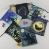 Black Cat Double sided Color Printed Velvet Bag Lise Velvet Talob Bag Tarot Table Bag Gift Bundle Pocket Crystal Bag (6)