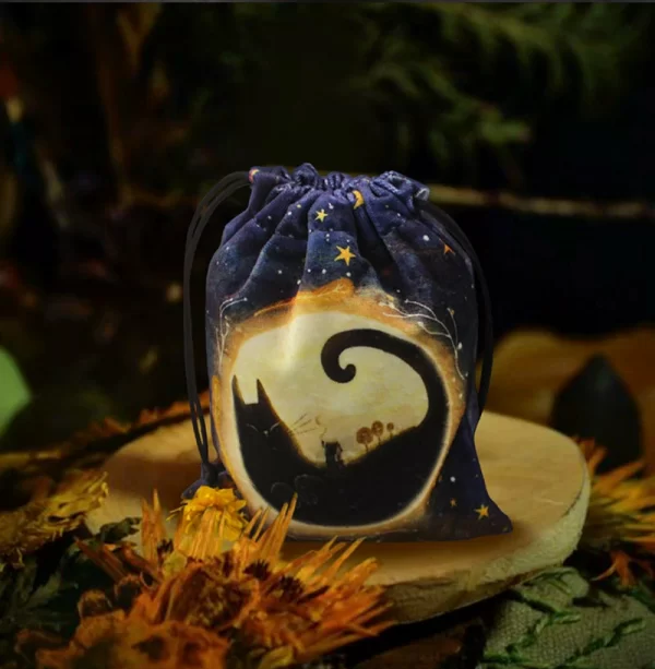 Black Cat Double sided Color Printed Velvet Bag Lise Velvet Talob Bag Tarot Table Bag Gift Bundle Pocket Crystal Bag (8)