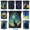 Black Cat Double sided Color Printed Velvet Bag Lise Velvet Talob Bag Tarot Table Bag Gift Bundle Pocket Crystal Bag (9)