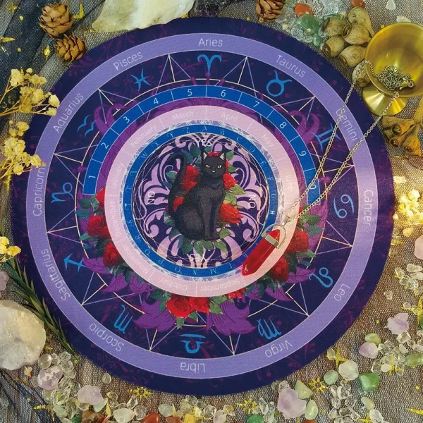 Black Cat Spirit Mat, Twelve Constellations Decision Mat, Rubber Mouse Mat, Tarot Card Mat, Decorative Mat Pendulum (1)