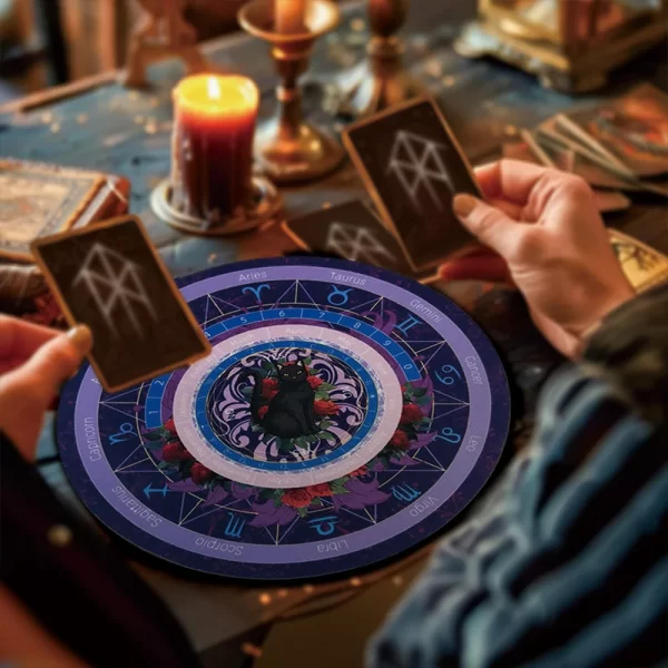 Black Cat Spirit Mat, Twelve Constellations Decision Mat, Rubber Mouse Mat, Tarot Card Mat, Decorative Mat Pendulum (11)
