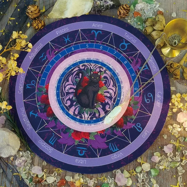 Black Cat Spirit Mat, Twelve Constellations Decision Mat, Rubber Mouse Mat, Tarot Card Mat, Decorative Mat Pendulum (12)
