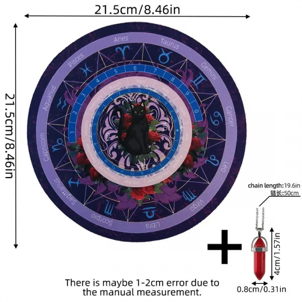Black Cat Spirit Mat, Twelve Constellations Decision Mat, Rubber Mouse Mat, Tarot Card Mat, Decorative Mat Pendulum (15)