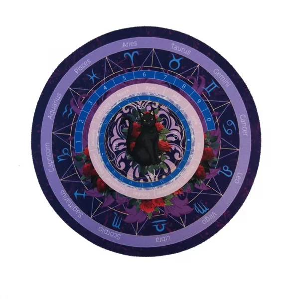 Black Cat Spirit Mat, Twelve Constellations Decision Mat, Rubber Mouse Mat, Tarot Card Mat, Decorative Mat Pendulum (4)