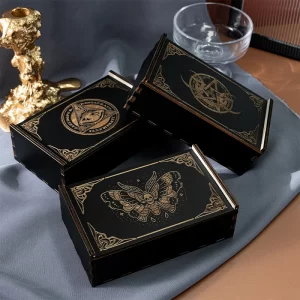 Black push-pull wooden box Tarot card storage box Gift box Board game accessories