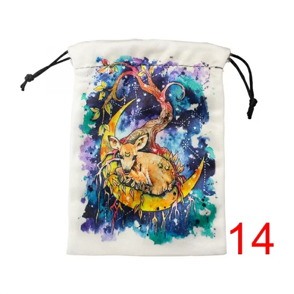 Colorful double-sided animal velvet bag, thick velvet tarot card bag, portable speed pocket, Christmas gift bag (1)