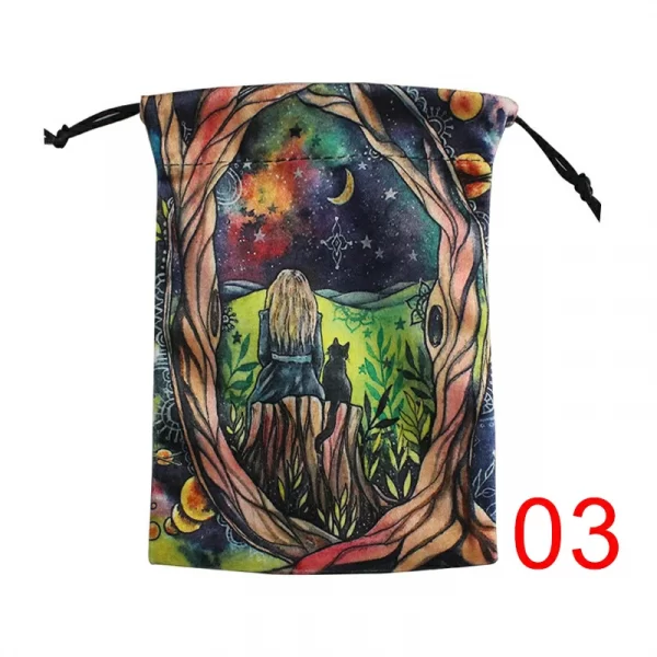 Colorful double-sided animal velvet bag, thick velvet tarot card bag, portable speed pocket, Christmas gift bag (13)
