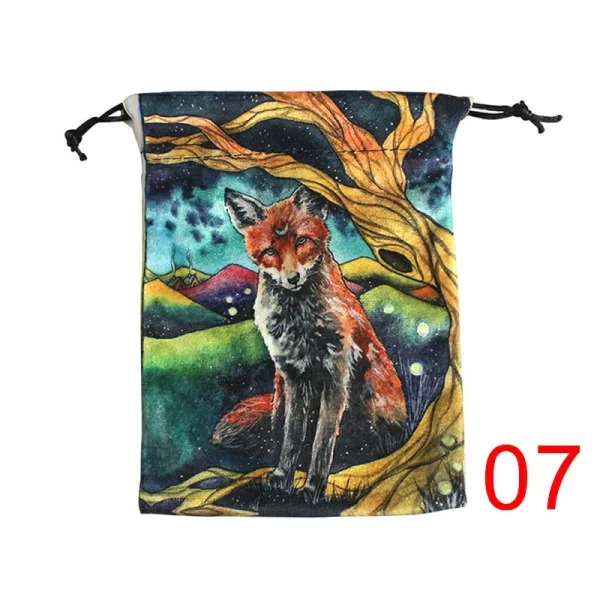 Colorful double-sided animal velvet bag, thick velvet tarot card bag, portable speed pocket, Christmas gift bag (17)
