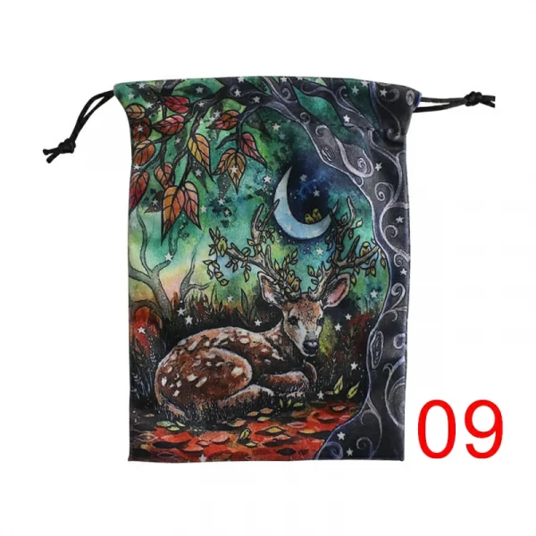 Colorful double-sided animal velvet bag, thick velvet tarot card bag, portable speed pocket, Christmas gift bag (19)