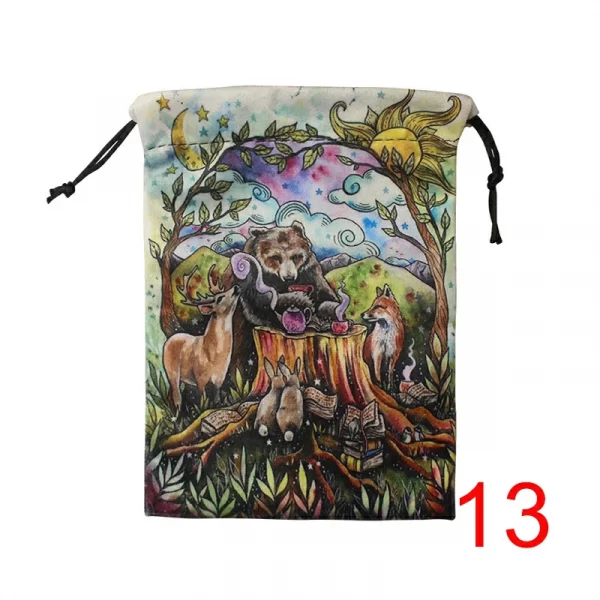 Colorful double-sided animal velvet bag, thick velvet tarot card bag, portable speed pocket, Christmas gift bag (23)