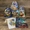 Colorful double-sided animal velvet bag, thick velvet tarot card bag, portable speed pocket, Christmas gift bag (3)