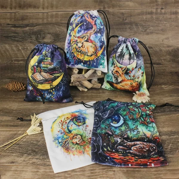 Colorful double-sided animal velvet bag, thick velvet tarot card bag, portable speed pocket, Christmas gift bag (3)