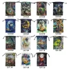 Colorful double-sided animal velvet bag, thick velvet tarot card bag, portable speed pocket, Christmas gift bag (5)