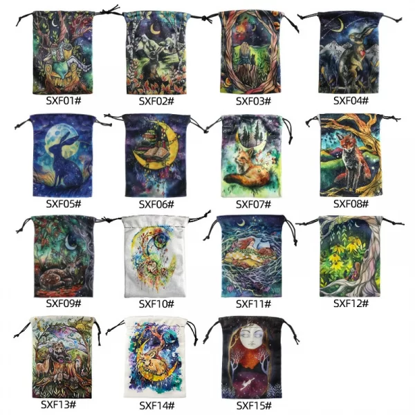 Colorful double-sided animal velvet bag, thick velvet tarot card bag, portable speed pocket, Christmas gift bag (5)