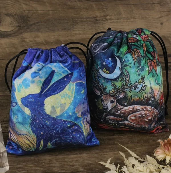 Colorful double-sided animal velvet bag, thick velvet tarot card bag, portable speed pocket, Christmas gift bag (8)