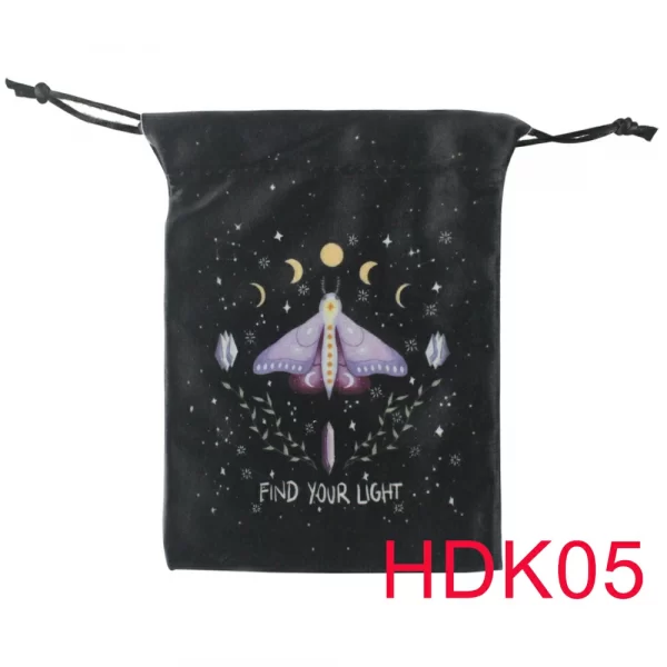 Double sided color printed velvet bag, Christmas butterfly lace velvet table bag, herbal quick pocket, animal tarot card bag (12)