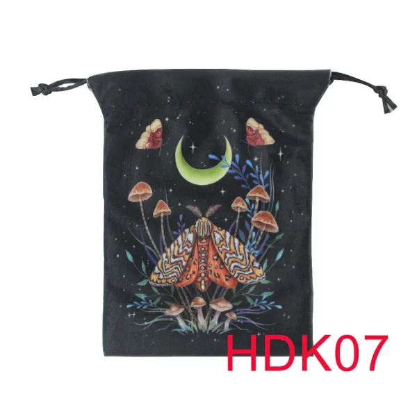 Double sided color printed velvet bag, Christmas butterfly lace velvet table bag, herbal quick pocket, animal tarot card bag (14)