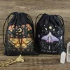 Double sided color printed velvet bag, Christmas butterfly lace velvet table bag, herbal quick pocket, animal tarot card bag (7)