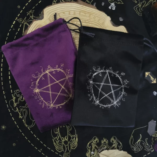 Flower language pentagram thick velvet storage bag, jewelry crystal small items card bag bundle pocket 13x18cm (1)