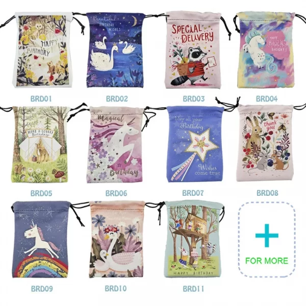 Happy birthday, souvenirs, thank you packaging bag, composite velvet gift, crystal small item storage gift bag (19)