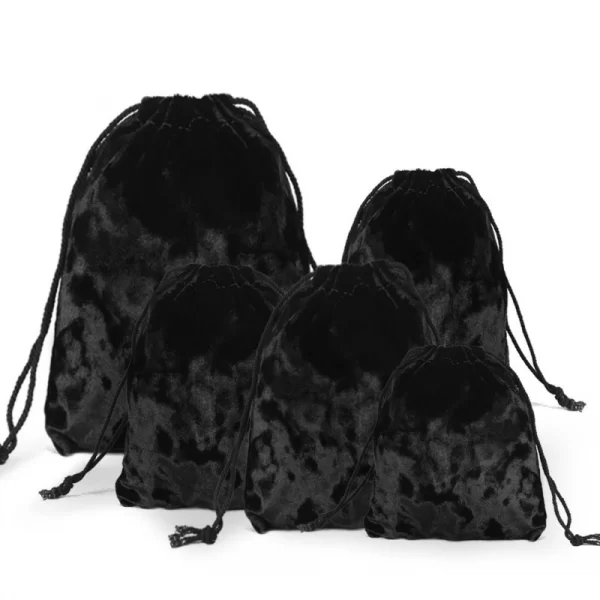 Jewelry toys drawstring black velvet cloth bag dice bag beauty cloth bag crystal handle universal storage bundle pocket (1)