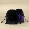 Jewelry toys drawstring black velvet cloth bag dice bag beauty cloth bag crystal handle universal storage bundle pocket (8)