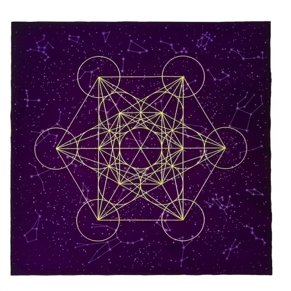 Metatron's Cube Crystal Grid Metatron Crystal Grid Altar Tablecloth Ceremony Tarot Card Tablecloth (13)