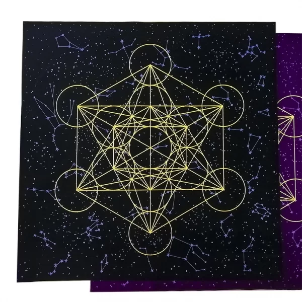 Metatron's Cube Crystal Grid Metatron Crystal Grid Altar Tablecloth Ceremony Tarot Card Tablecloth (16)