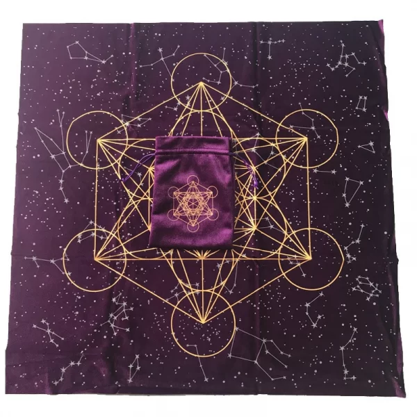 Metatron's Cube Crystal Grid Metatron Crystal Grid Altar Tablecloth Ceremony Tarot Card Tablecloth (3)