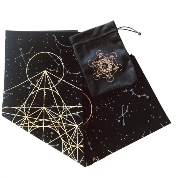 Metatron's Cube Crystal Grid Metatron Crystal Grid Altar Tablecloth Ceremony Tarot Card Tablecloth (5)