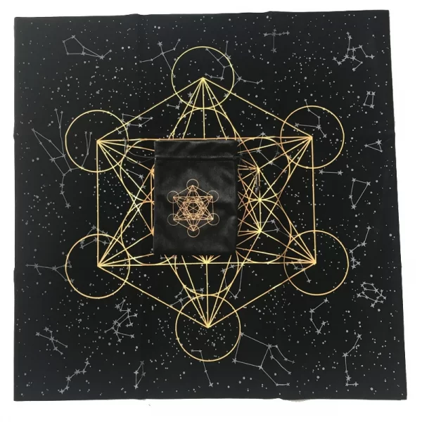 Metatron's Cube Crystal Grid Metatron Crystal Grid Altar Tablecloth Ceremony Tarot Card Tablecloth (6)