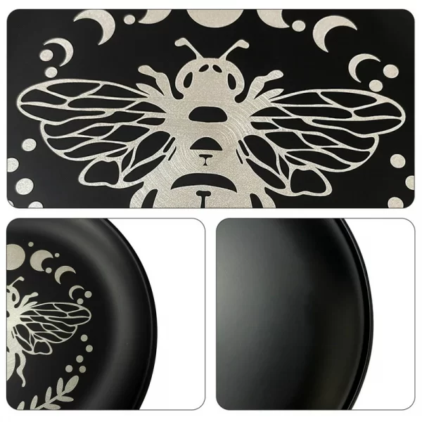 New 14cm Black Cat Stainless Steel Plate, Metal Candlestick, Crystal Steel Plate, Ritual Meditation Plate, Herbal Tray, Decorative Plate (1)