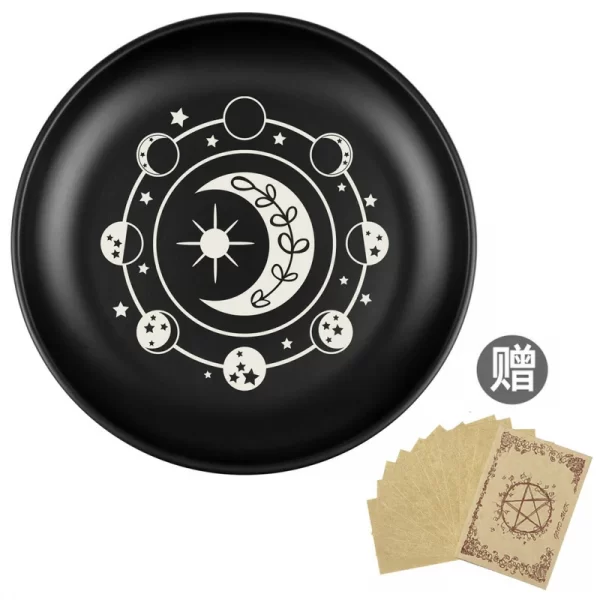 New 14cm Black Cat Stainless Steel Plate, Metal Candlestick, Crystal Steel Plate, Ritual Meditation Plate, Herbal Tray, Decorative Plate (10)