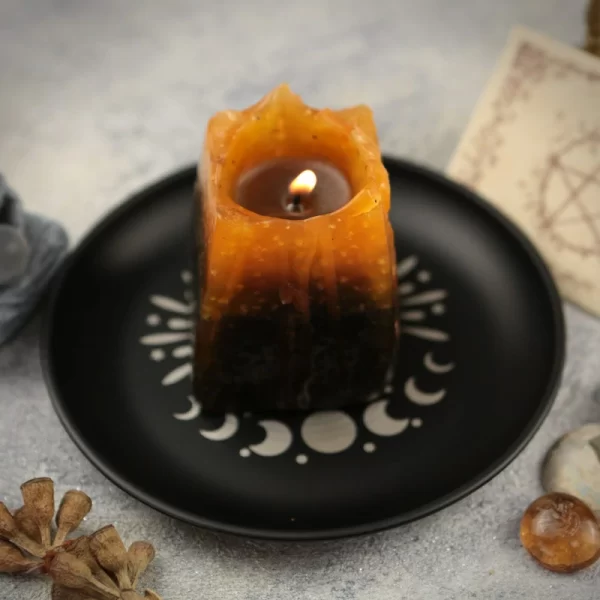 New 14cm Black Cat Stainless Steel Plate, Metal Candlestick, Crystal Steel Plate, Ritual Meditation Plate, Herbal Tray, Decorative Plate (12)