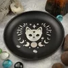 New 14cm Black Cat Stainless Steel Plate, Metal Candlestick, Crystal Steel Plate, Ritual Meditation Plate, Herbal Tray, Decorative Plate (15)