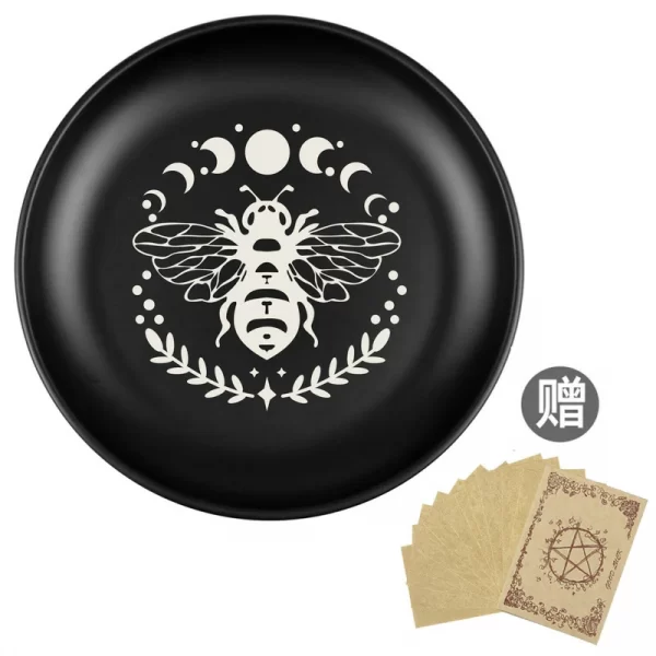 New 14cm Black Cat Stainless Steel Plate, Metal Candlestick, Crystal Steel Plate, Ritual Meditation Plate, Herbal Tray, Decorative Plate (19)