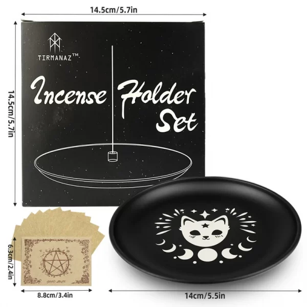 New 14cm Black Cat Stainless Steel Plate, Metal Candlestick, Crystal Steel Plate, Ritual Meditation Plate, Herbal Tray, Decorative Plate (4)