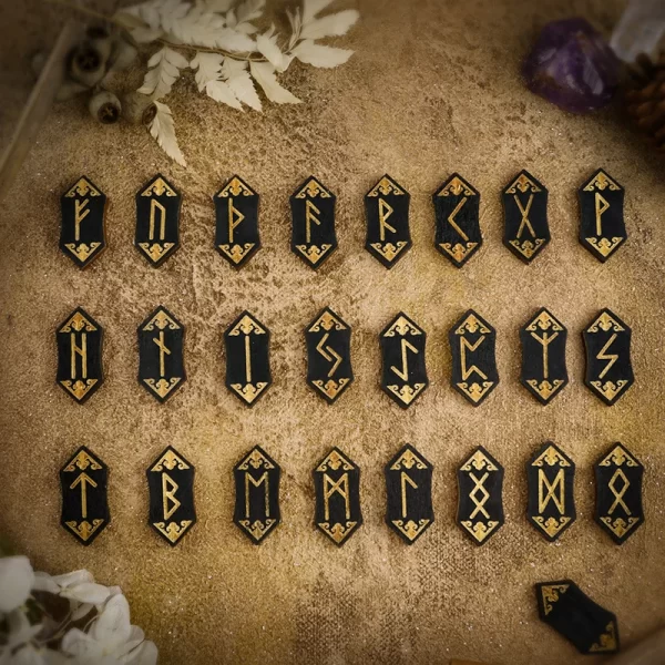 New Woodcut Runes Set Black Symbol Western Mystic Beginner Prop Runes Set Runes Set (10)