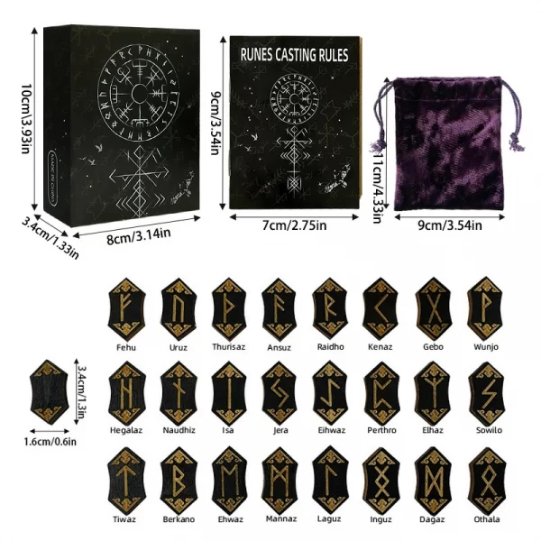 New Woodcut Runes Set Black Symbol Western Mystic Beginner Prop Runes Set Runes Set (6)
