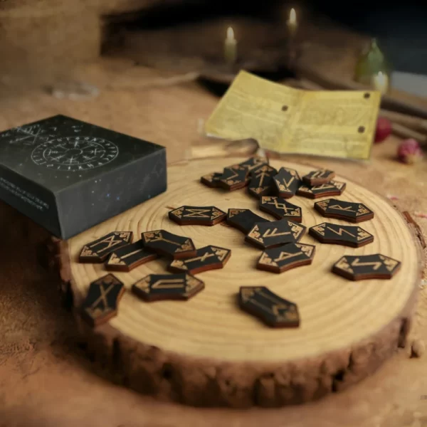 New Woodcut Runes Set Black Symbol Western Mystic Beginner Prop Runes Set Runes Set (7)