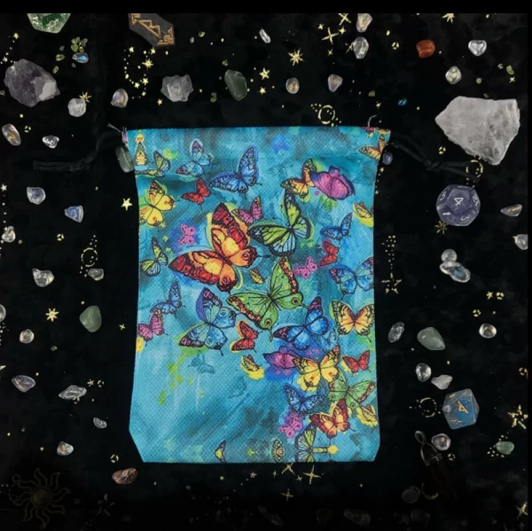 New card storage bag, double-sided color printed velvet bag, tarot crystal accessory drawstring bag, gift small bag】 (1)