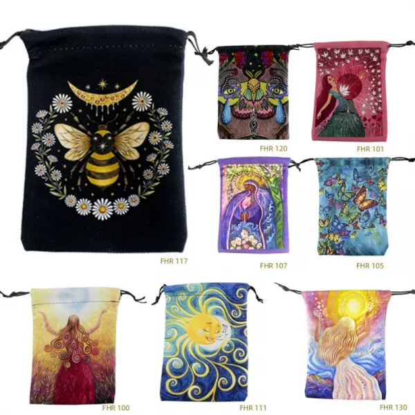 New card storage bag, double-sided color printed velvet bag, tarot crystal accessory drawstring bag, gift small bag】 (5)