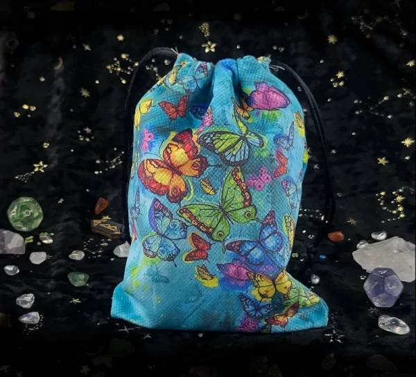 New card storage bag, double-sided color printed velvet bag, tarot crystal accessory drawstring bag, gift small bag】 (7)