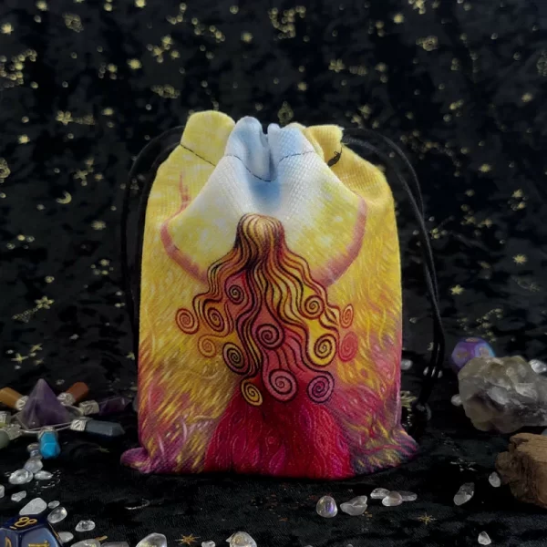 New card storage bag, double-sided color printed velvet bag, tarot crystal accessory drawstring bag, gift small bag】 (8)