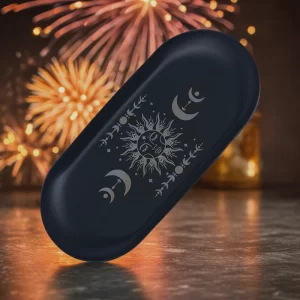 New pentagram three-phase moon ornament metal candlestick ornament Tarot crystal stone storage tray stainless steel tray