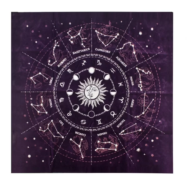 Starry Sky Tarot Twelve Constellations Oracle Card Tablecloth Tarot Cloth Props Velvet Tarot Tablecloth (10)