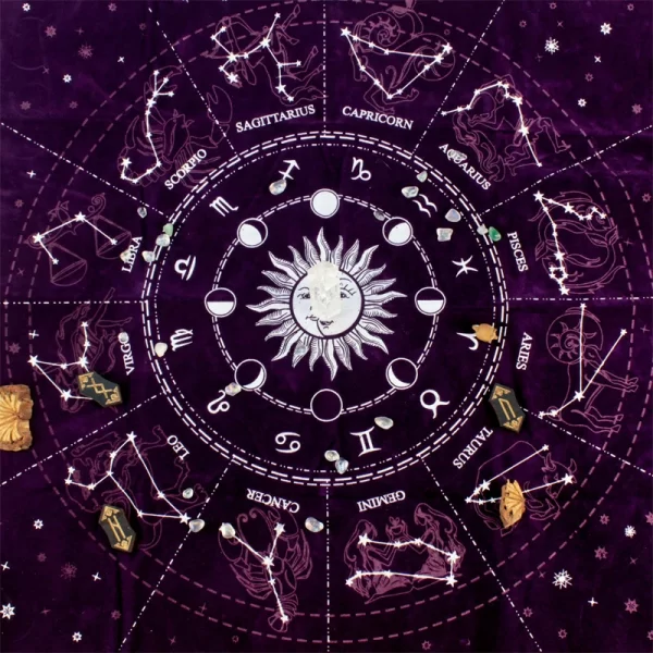 Starry Sky Tarot Twelve Constellations Oracle Card Tablecloth Tarot Cloth Props Velvet Tarot Tablecloth (15)